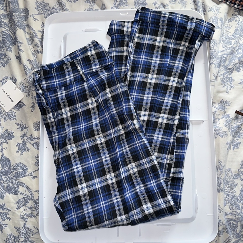 NEW Love + harmony plaid blue pants